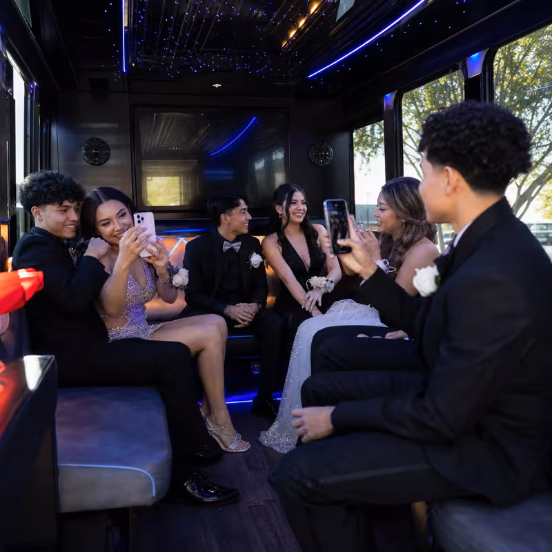 Black Mercedes Sprinter van staged for an Fort Wayne Prom & Homecoming Transportation group