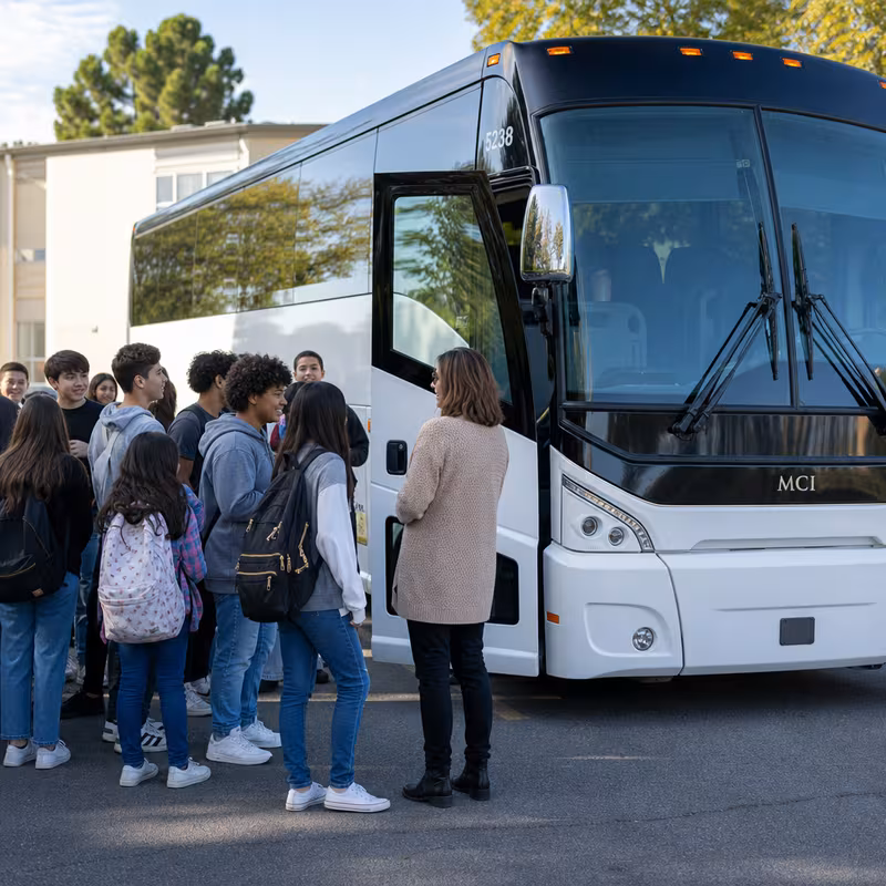Black Mercedes Sprinter van staged for an Fort Wayne School Transportation group