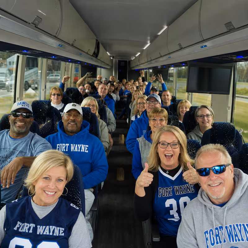 Black Mercedes Sprinter van staged for an Fort Wayne Sporting Event Transportation group