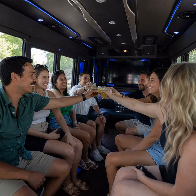 Black Mercedes Sprinter van staged for an Fort Wayne Winery & Brewery Tour Transportation group
